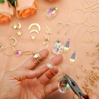 200Pcs DIY Sun Catchers Making Kits Glass Suncatchers Hanging Prism Garden Home Decor Gold