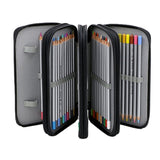 Large Capacity 72 Slots Pencil Bags Portable Drawing Pencil Organizer Black