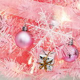 Artificial Mini Tabletop Christmas Tree  Pink Xmas Tree with LED Lights Treetop Ornaments