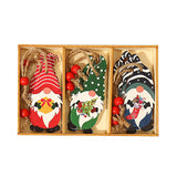 9Pcs Christmas Tree Decorations Gnomes Wooden Pendants Ornaments Style 2