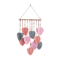 Boho Macrame Tapestry Hand Woven Cotton Wall Hanging Chic Leaf Home Decor Art Pink