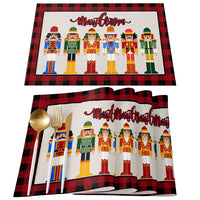 4Pcs Nutcrackers Soldier Merry Christmas Placemats Holiday Table Mats Style 3