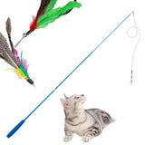 Cat Fishing Pole Toy Set Retractable Cat Wand and Feather Toys Interactive Kitten Toys