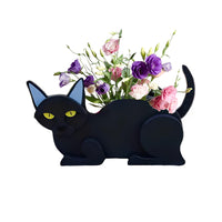 Cat Planter Plant Pots Herb Garden Flower Planter Garden Home Decor Black