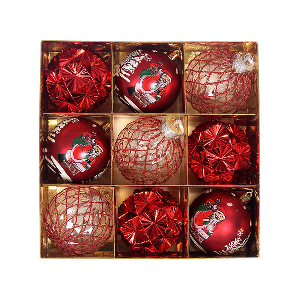 9Pcs Christmas Tree Christmas Balls Decorations Baubles Party Ornaments Gift Pack Red