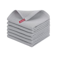 Set of 6Pcs Cotton Dish Cloths Waffle Weave Quick Drying Dish Towels Light Gray