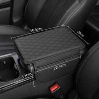 Car Center Console Cover PU Leather Car Armrest Box Cushion with 2 Storage Bags Black