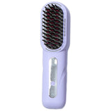 Cordless Hair Straightener Brush Portable Heated Straightening Comb Purple