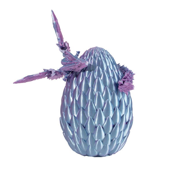 3D Printed Dragon Egg Decoration with Dragon Chinese Style Ornament Blue