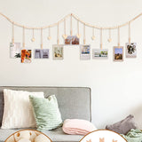 Boho Hanging Photo Display Wooden Beads String with Clips Picture Frames Photo Hanger for Office Wall Art Decor Style 2