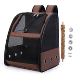 Travel Bird Carrier Clear Mesh Pet Backpack for Small Birds Kitty Puppy Brown