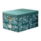 Christmas Storage Basket Foldable Storage Bins with Handles and Lid Green