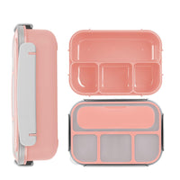 4 Compartments Bento Lunch Box Food Storage Containers Pink