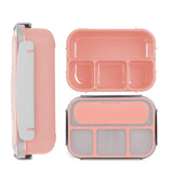 4 Compartments Bento Lunch Box Food Storage Containers Pink