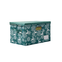 Christmas Storage Basket Foldable Storage Bins with Handles and Lid Green