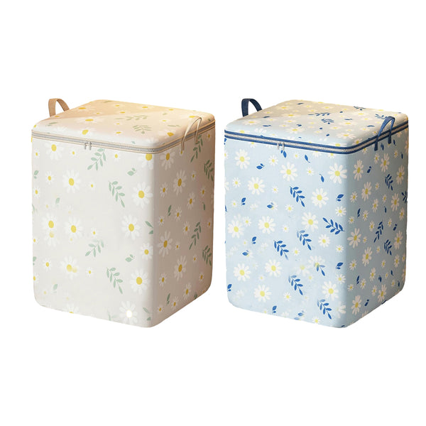 2Pcs Large Capacity Storage Bin Non-Woven Fabric Quilt Storage Bag Wardrobe Organizers Style 1