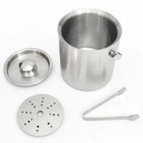 2L Ice Bucket Stainless Steel Insulated Chilling Wine Beer Cooler with Lid for Beach Picnics BBQ