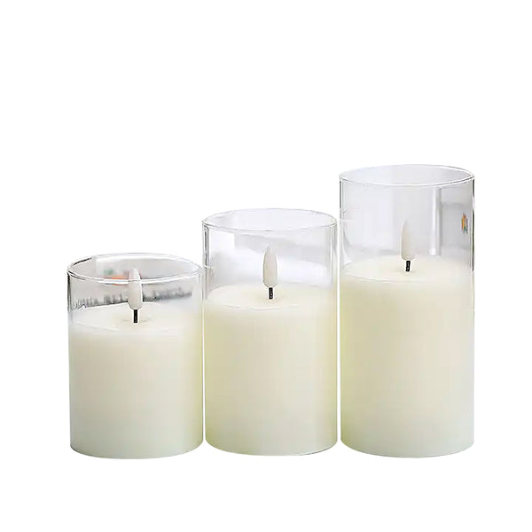 3Pcs Battery Operated LED Flameless Candles Warm Color Candle Light Home Decor Party Wedding Decor