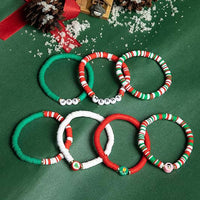 6Pcs Christmas Bracelets Elastic Cute Letter Bracelet Hand Decoration Red