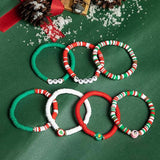 6Pcs Christmas Bracelets Elastic Cute Letter Bracelet Hand Decoration Red