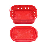 Square Foldable Air Fryer Silicone Pot Reusable Air Fryer Basket Oven Baking Tray Pan Air Fryer Liner Red