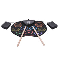 9-Pad Electronic Drum Set Portable Roll-Up Colorful Drum Pad