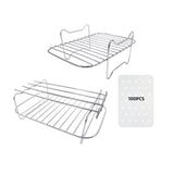 Stainless Steel Air Fryer Racks Set Compatible with Ninja DZ201 DZ401 Air Fryer Accessories Style 1