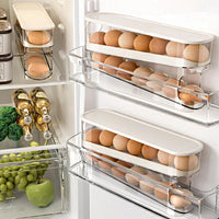 Auto Rolling Fridge Egg Organizer Space Saving Eggs Dispenser for Refrigerator Storage