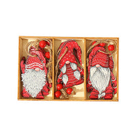 9Pcs Christmas Tree Decorations Gnomes Wooden Pendants Ornaments Style 3