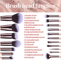 18Pcs Makeup Brush Set Foundation Powder Cosmetics Brushes with Makeup Sponge and Rotating Organizer Style 2