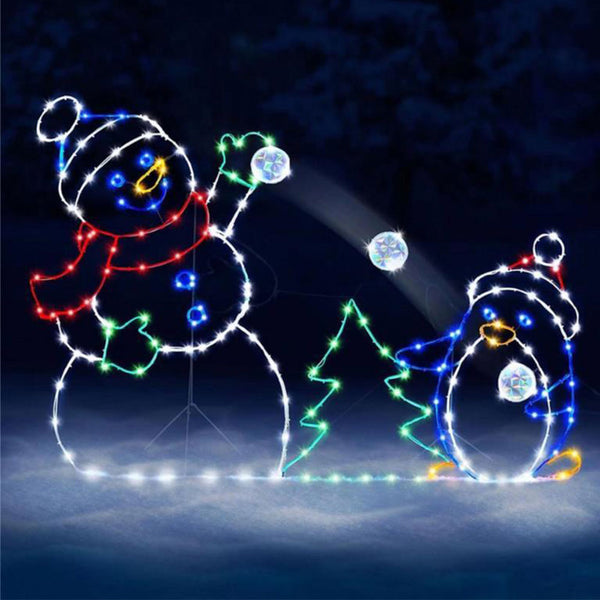 Colorful Christmas Light Sign Xmas Decorative Ornament with String Lights for Yard Home Garden Style 2