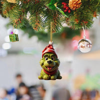 9Pcs Cute Cartoon Christmas Green Dog Car Hanging Home Christmas Tree Ornament