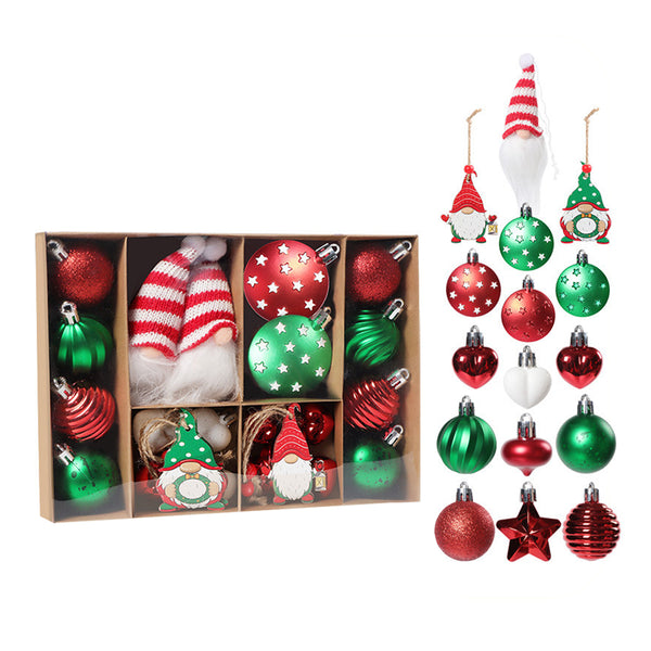 32Pcs Christmas Hanging Balls Ornaments Set Christmas Hanging Gnome Pendants Party  Xmas Tree Decor Style 4