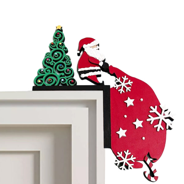 Christmas Door Topper Santa Claus Door Frame Corner Sign Decorations Windows Walls DIY Craft