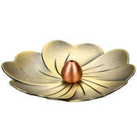 Stick Incense Holder with Detachable Ash Catcher Lotus Sandalwood Burner Plate Home Decor Bronze