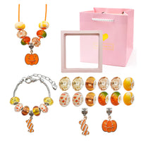 16 Pcs DIY Bracelet Kids Charm Bracelet Making Kit Beads Bracelet DIY Craft Orange