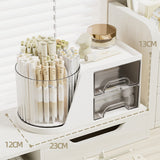 Rotating Desk Organizer with 2 Drawer Pen Holder Office Home Art Supplies