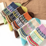 5 Pairs of Knitting Women Socks Winter Warm Vintage Soft Thick Socks Style 1