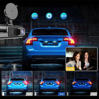 3 Channel Wi-Fi Dash Cam with Night Vision Front and Rear Dashcam