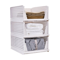 Stackable Closet Storage Basket Foldable Closet Space-Saving Organizer for Bathroom Kitchen