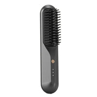 Cordless Hair Straightener Brush Portable Negative Ion Heating Hair Straightening Comb on-The-go Black