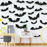 144Pcs 3D Bats with Glow in the Dark Eyes Spooky Party Home Room Wall Halloween Decorations