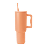 40oz Insulated Tumbler Stainless Steel Drink Cup with Handle and Straw Lid Orange