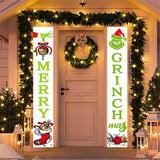 Grinch Inspiration Christmas Porch Sign Merry Christmas Door Banner Xmas Decorations Green