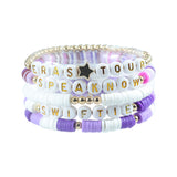 Set of 5Pcs Taylor Inspired Beaded Bracelets Fans Friendship Bracelets Gifts for Music Lovers Purple