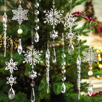 10Pcs Hanging Acrylic Snowflake Christmas Ornaments for Christmas Tree Decorations