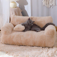 Pet Couch Bed Fluffy Sofa for Medium Small Dogs Cats Coffee