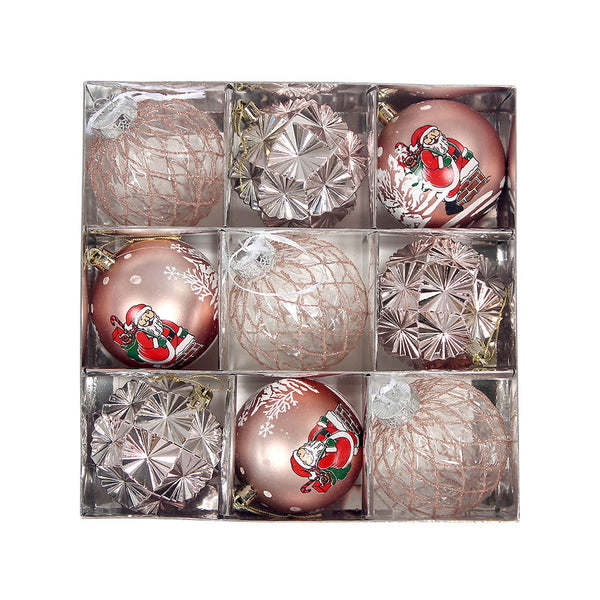 9Pcs Christmas Tree Christmas Balls Decorations Baubles Party Ornaments Gift Pack Rose Gold