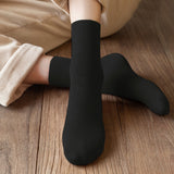 3 Pairs of Warm Plush Thermal Socks Thick Winter Snow Boot Socks for Women Black