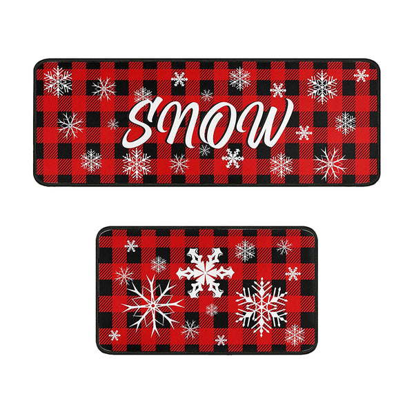 2Pcs Set Christmas Floor Mats Non-Slip Kitchen Mats Xmas Doormats Style 4